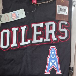 Mitchell & Ness Black Oilers Long Sleeve Tee with Gray and Red Accents